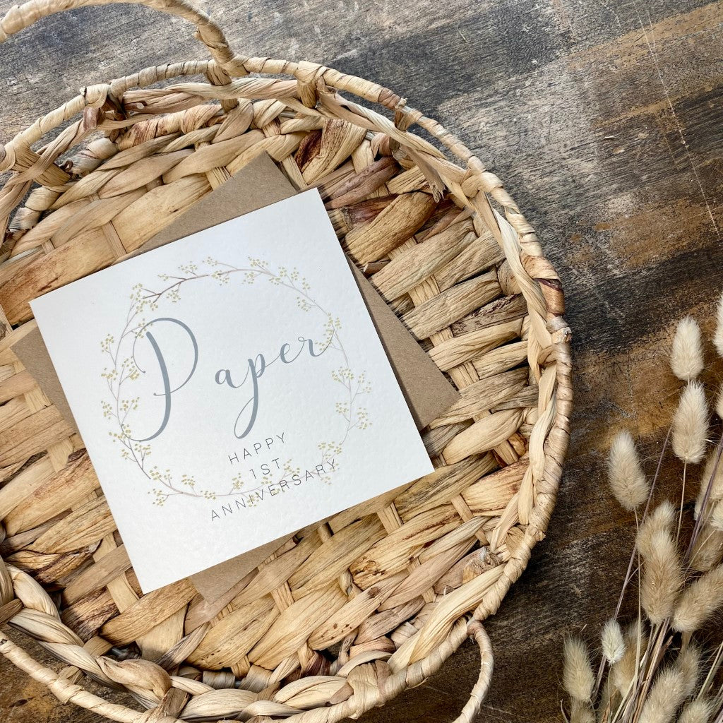 Wreath 1st 'Paper' Anniversary Card