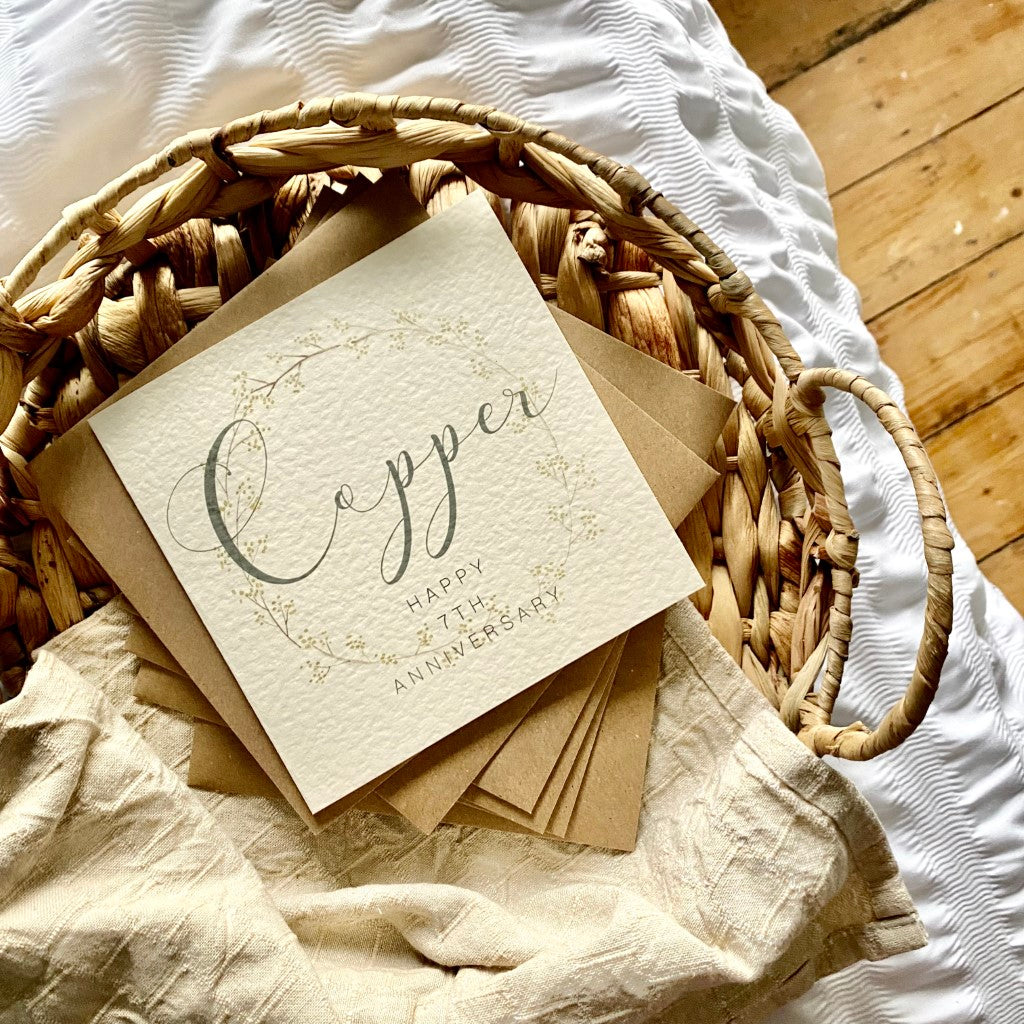 Wreath 7th 'Copper' Anniversary Card