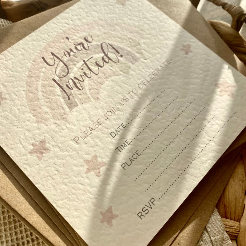 Invitations - Pale Rainbow Party (Packs of 5+)