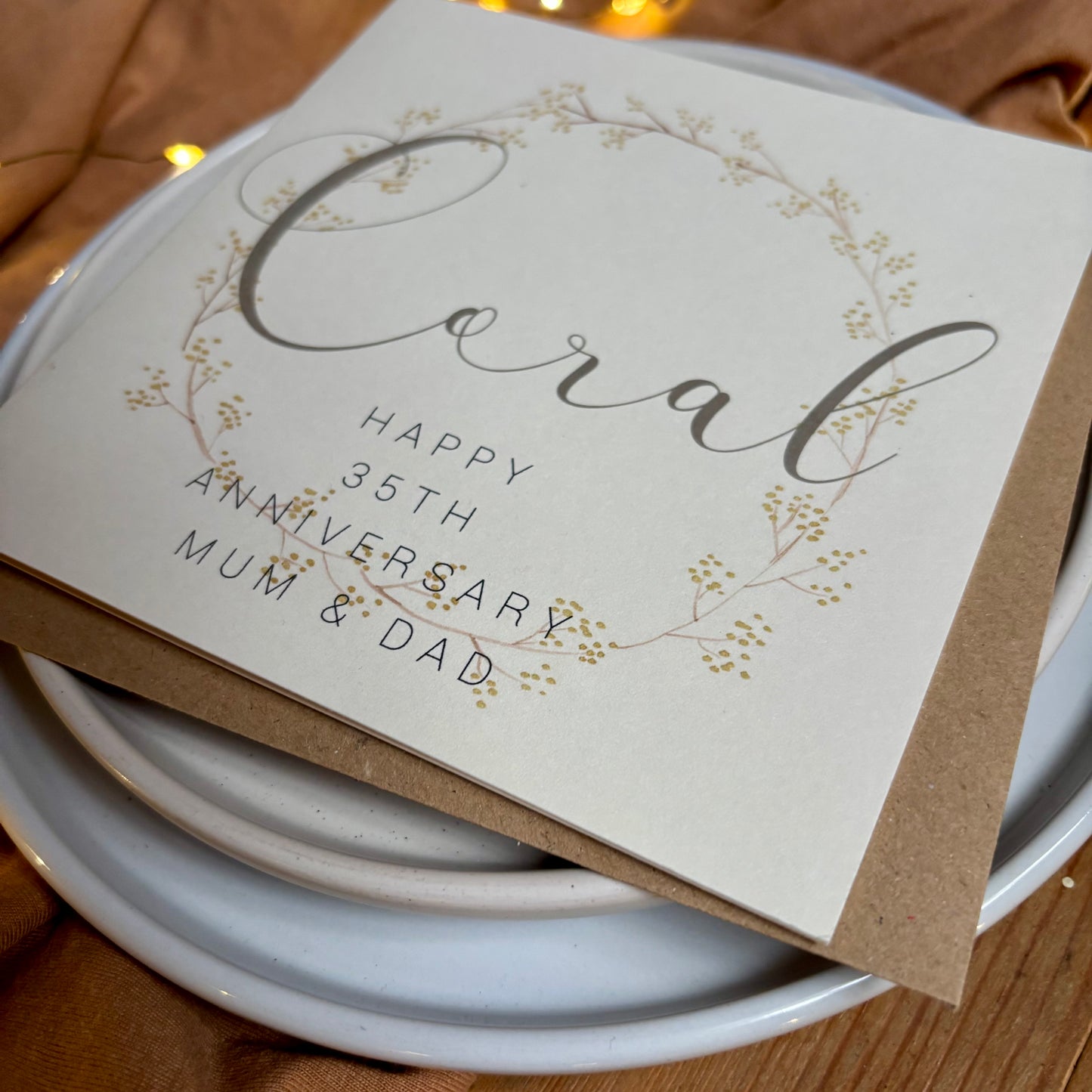 Wreath 35th 'Coral' Anniversary Card