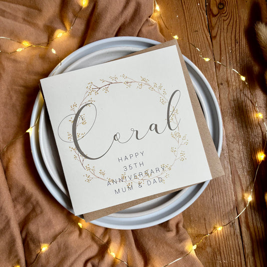 Wreath 35th 'Coral' Anniversary Card