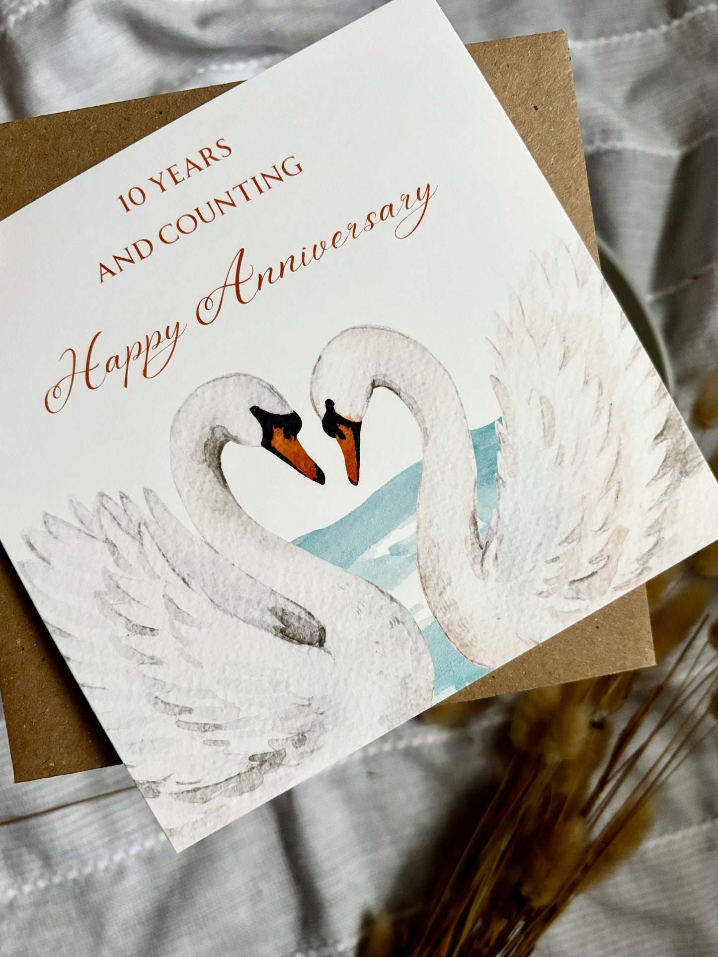 Anniversary Card with Swan Design (Choose a Year)