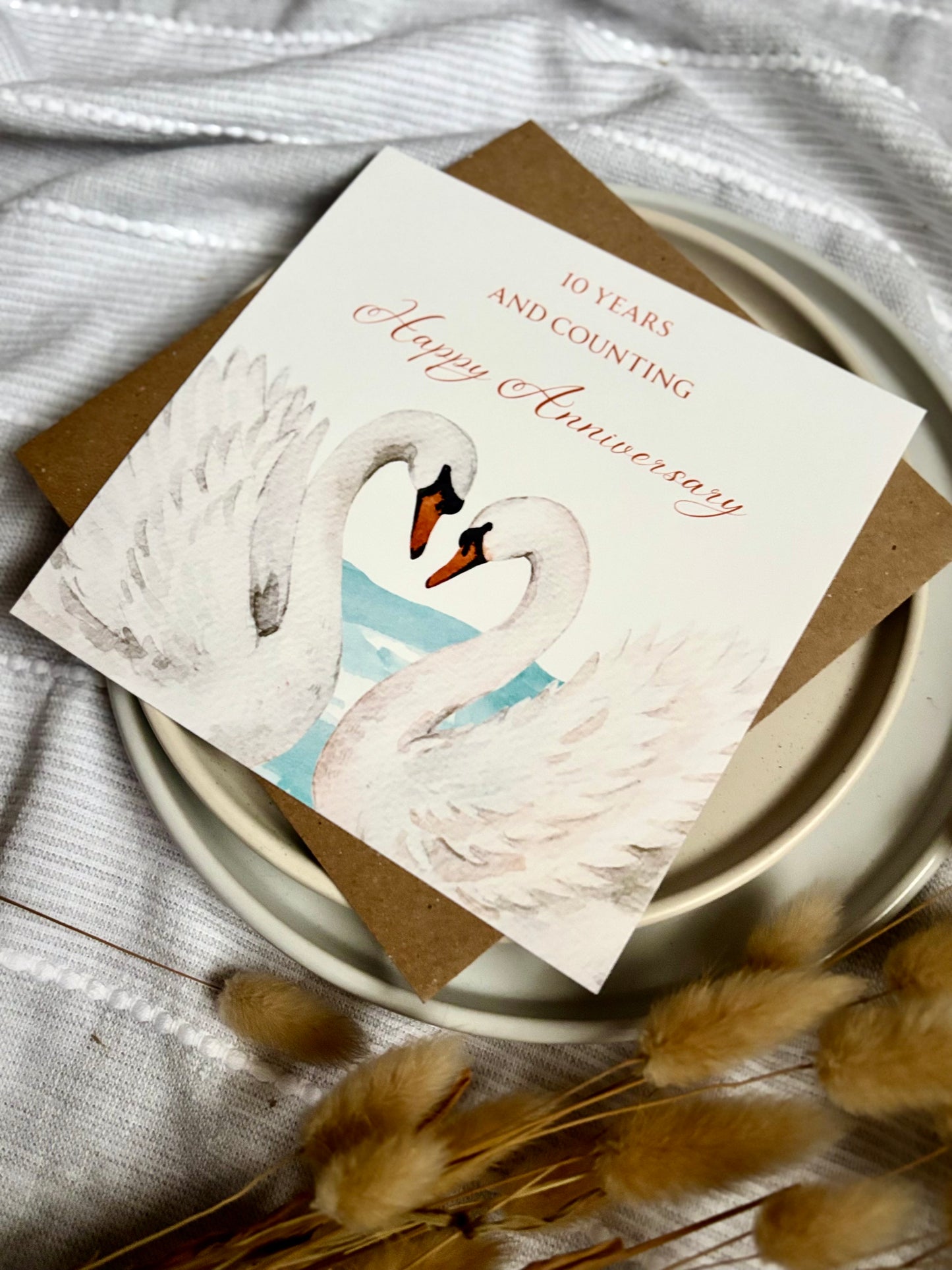 Anniversary Card with Swan Design (Choose a Year)