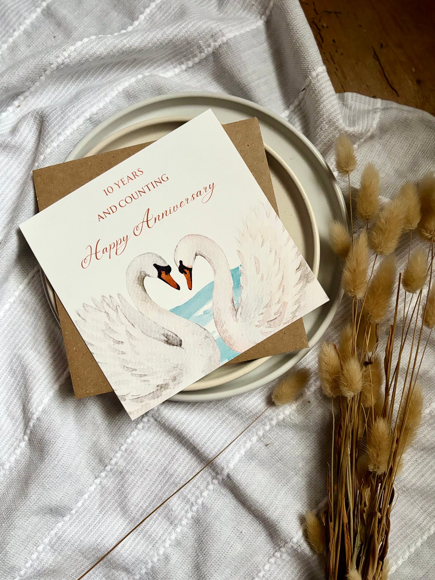 Anniversary Card with Swan Design (Choose a Year)