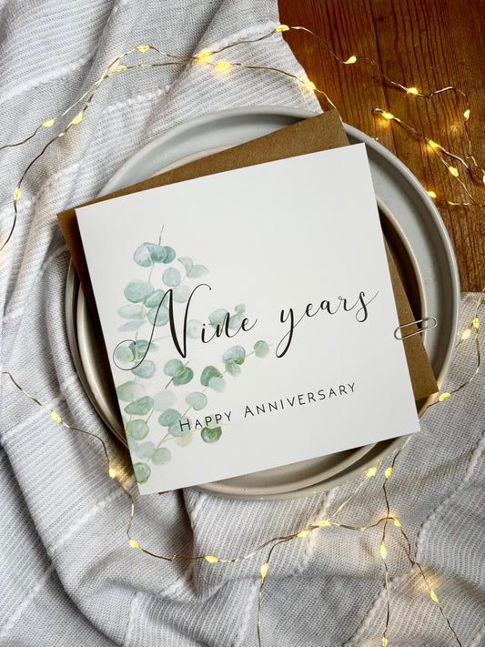 Eucalyptus  9th Anniversary Card