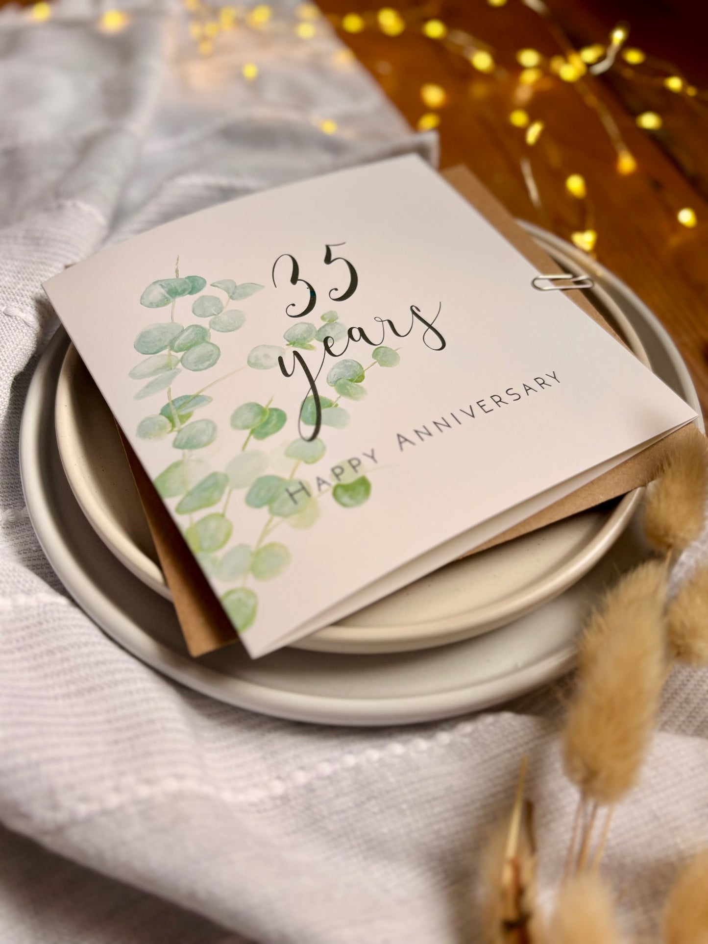 Eucalyptus 35th Coral Anniversary Card