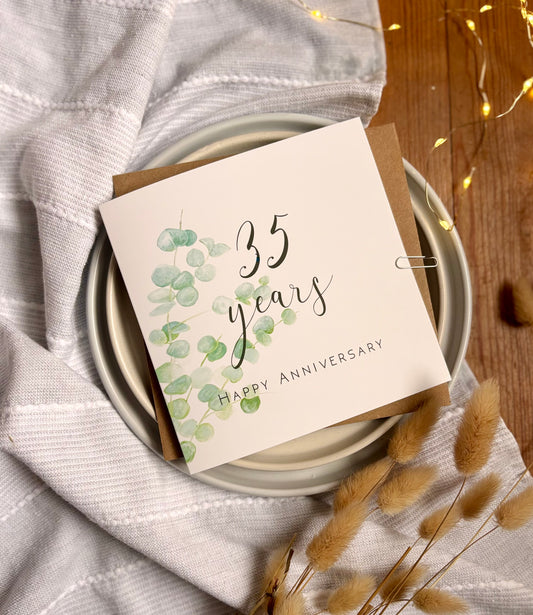 Eucalyptus 35th Coral Anniversary Card