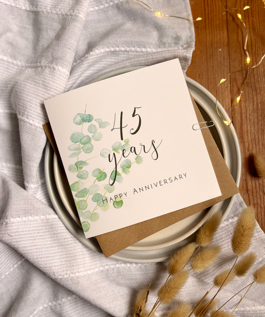 Eucalyptus 45th Sapphire Anniversary Card