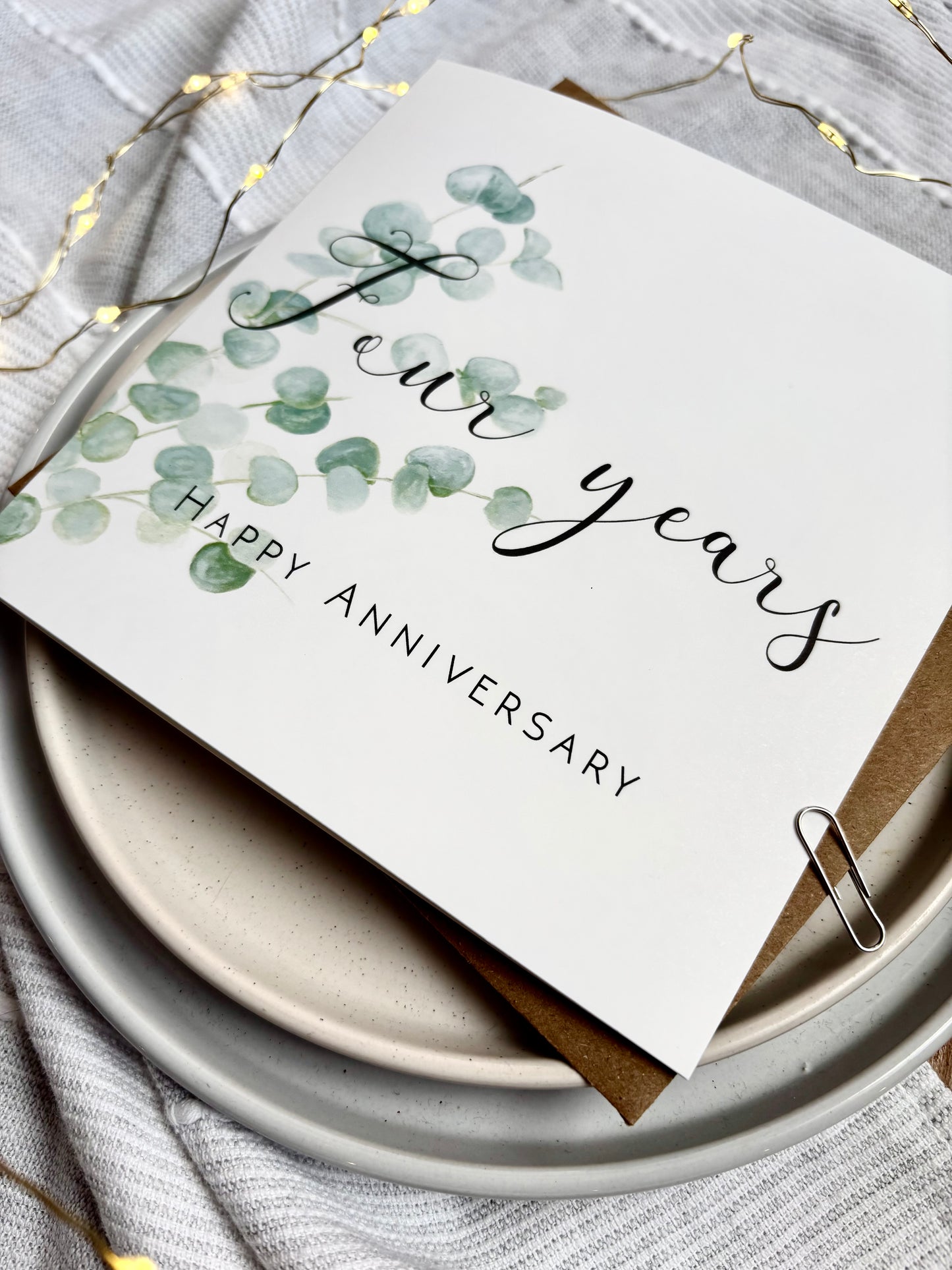 Eucalyptus  4th Anniversary Card