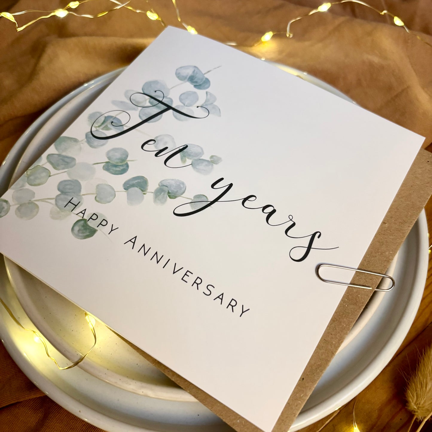 Eucalyptus 10th Tin Anniversary Card