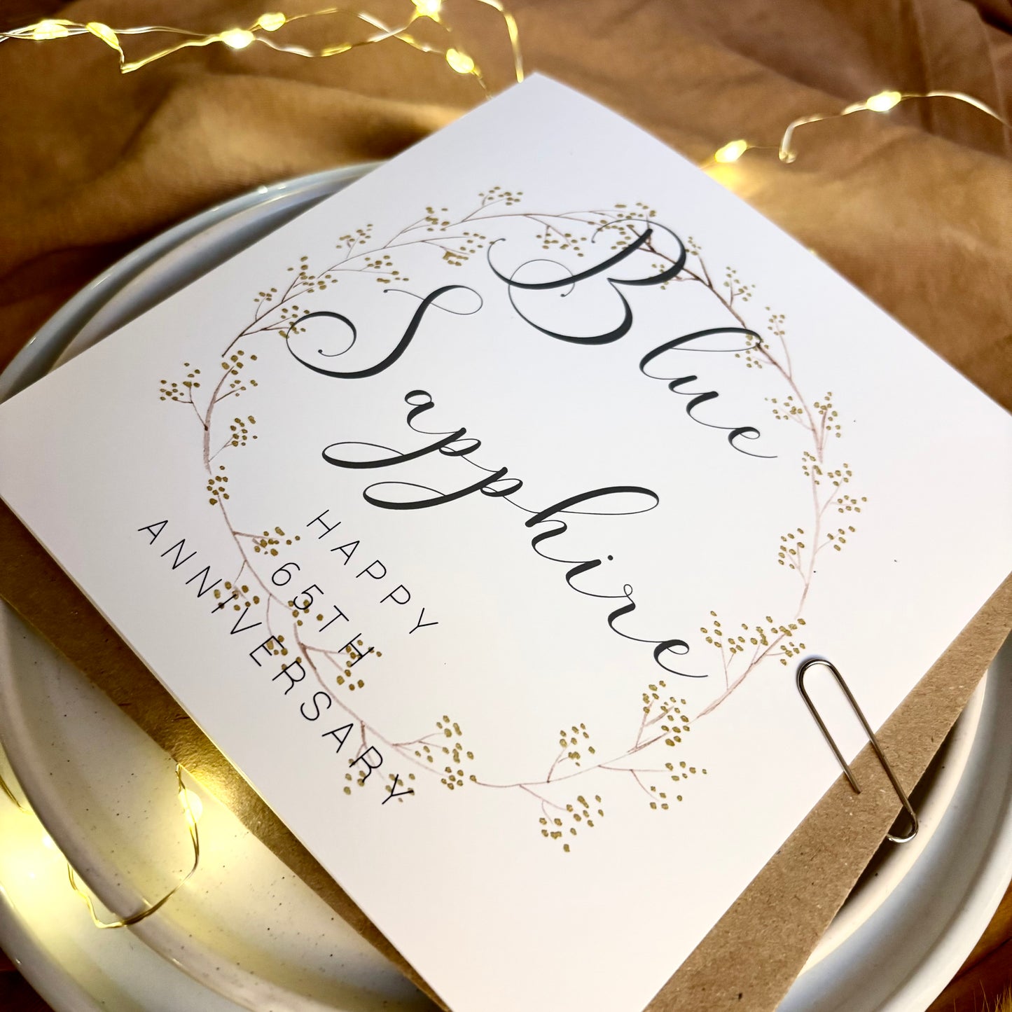 Wreath 65th 'Blue Sapphire' Anniversary Card