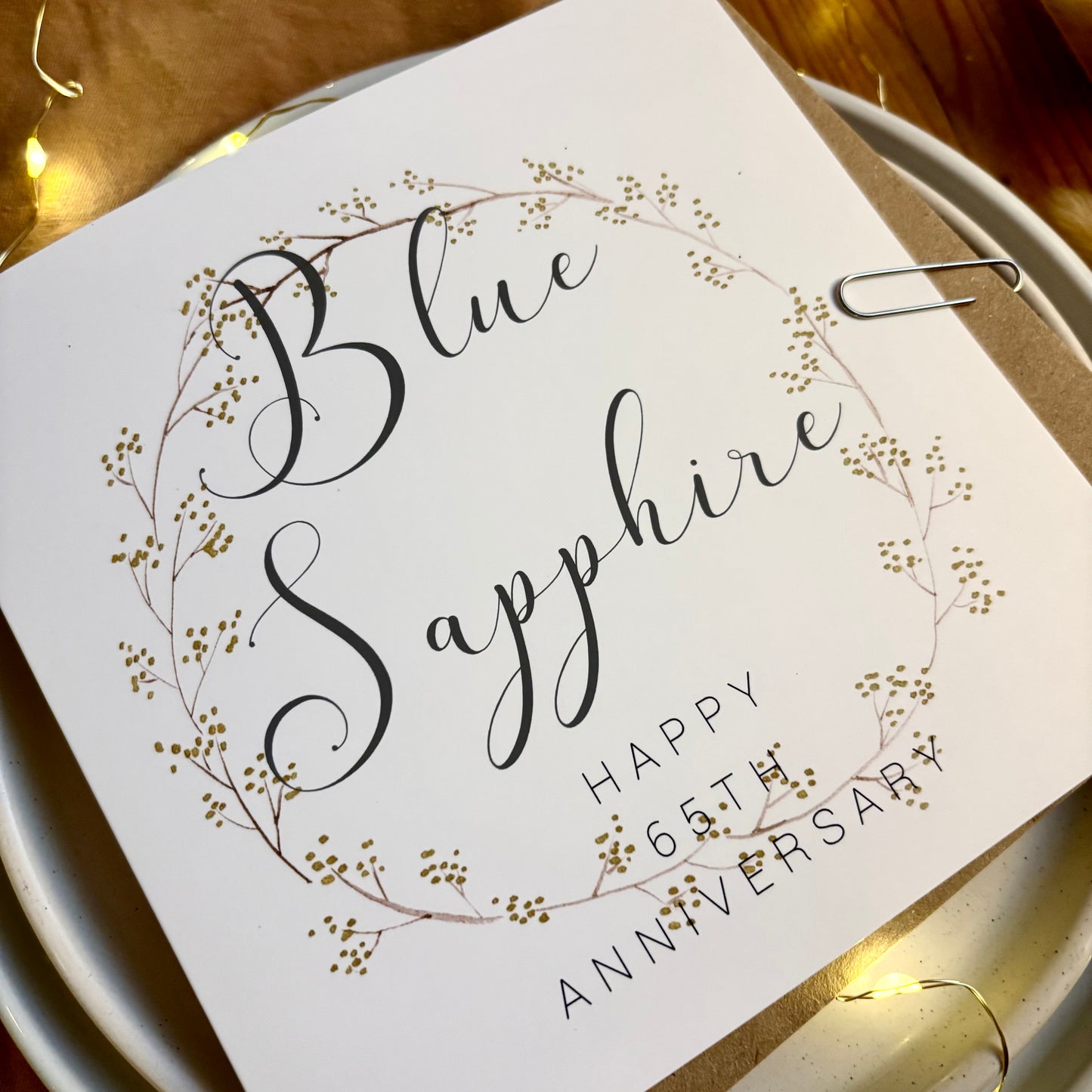 Wreath 65th 'Blue Sapphire' Anniversary Card