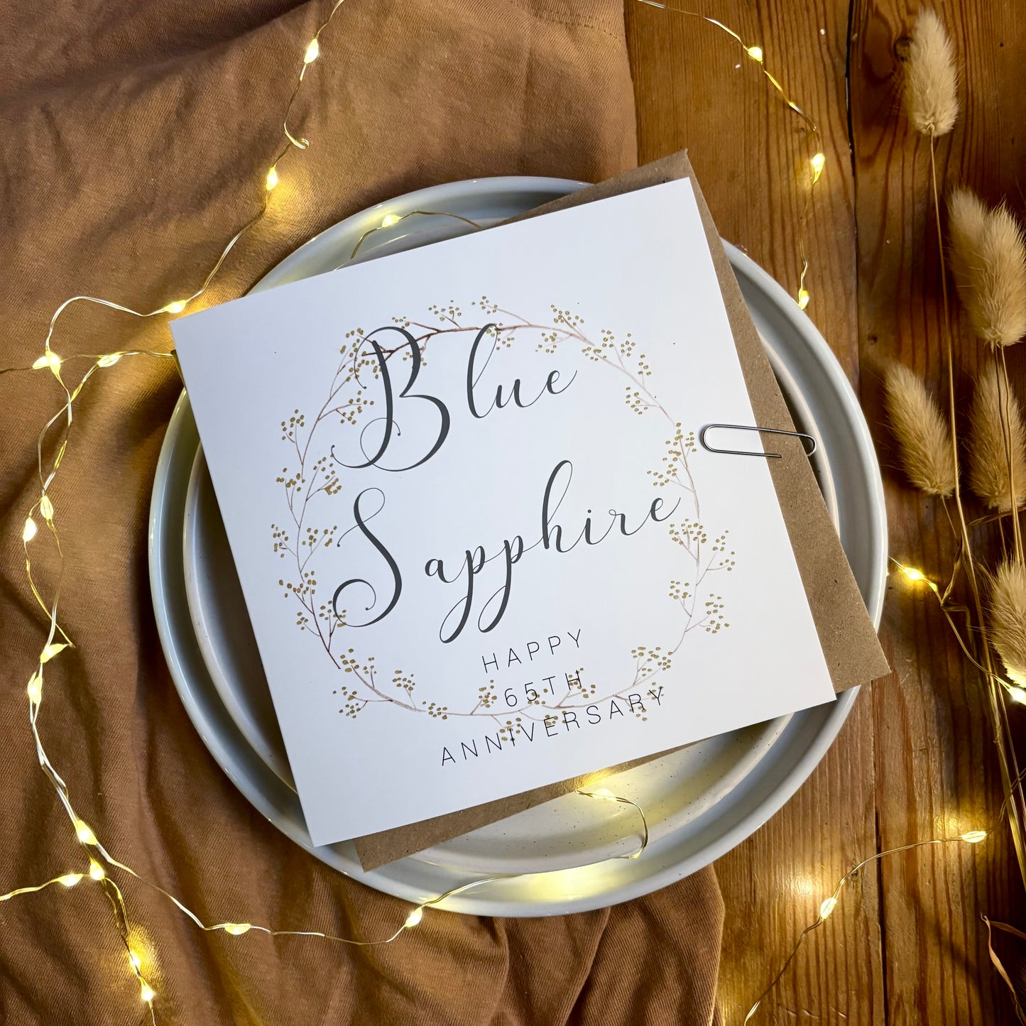 Wreath 65th 'Blue Sapphire' Anniversary Card
