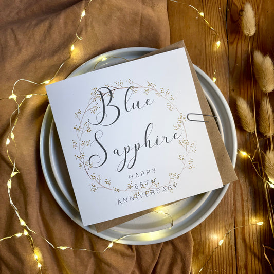 Wreath 65th 'Blue Sapphire' Anniversary Card