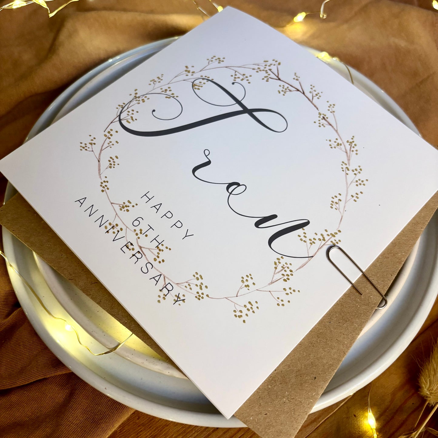 Wreath  6th 'Iron' Anniversary Card