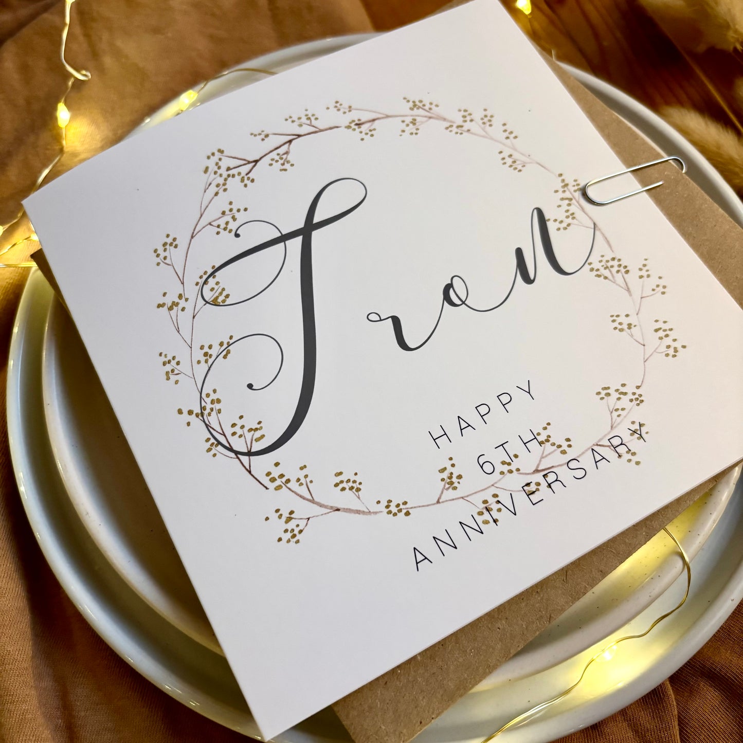 Wreath  6th 'Iron' Anniversary Card