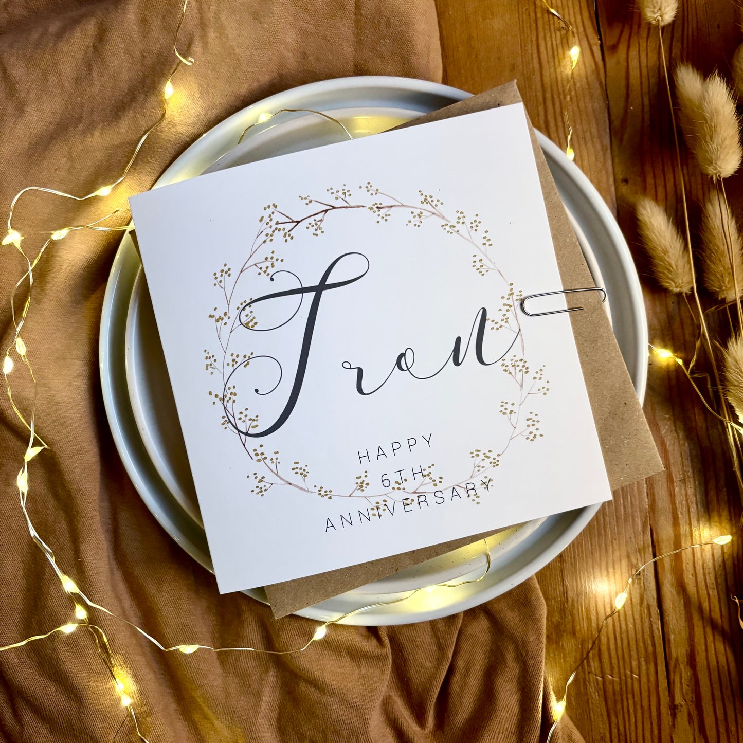 Wreath  6th 'Iron' Anniversary Card