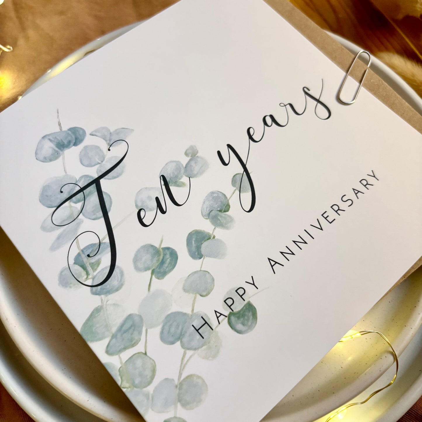Eucalyptus 10th Tin Anniversary Card