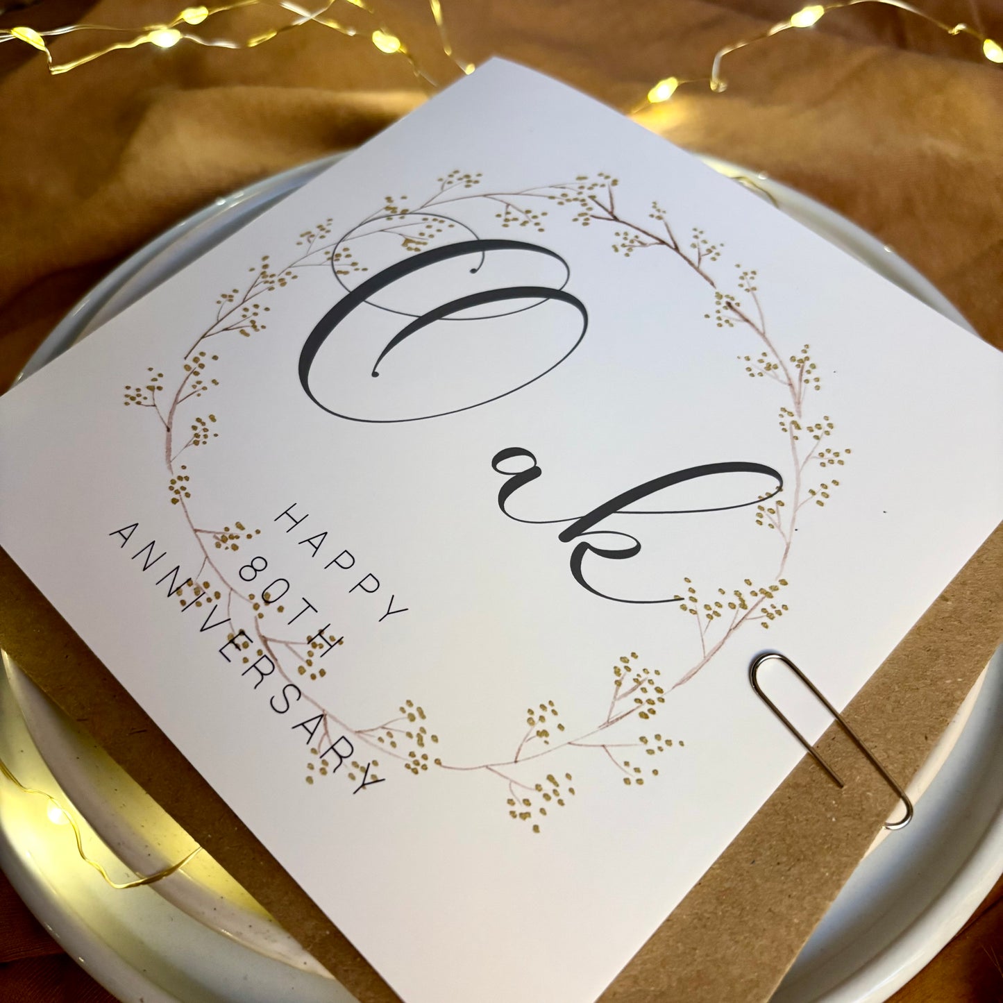 Wreath 80th 'Oak' Anniversary Card