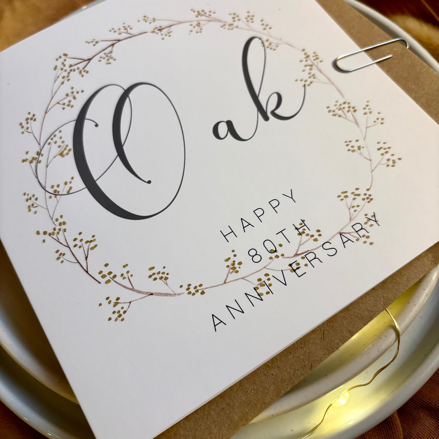 Wreath 80th 'Oak' Anniversary Card