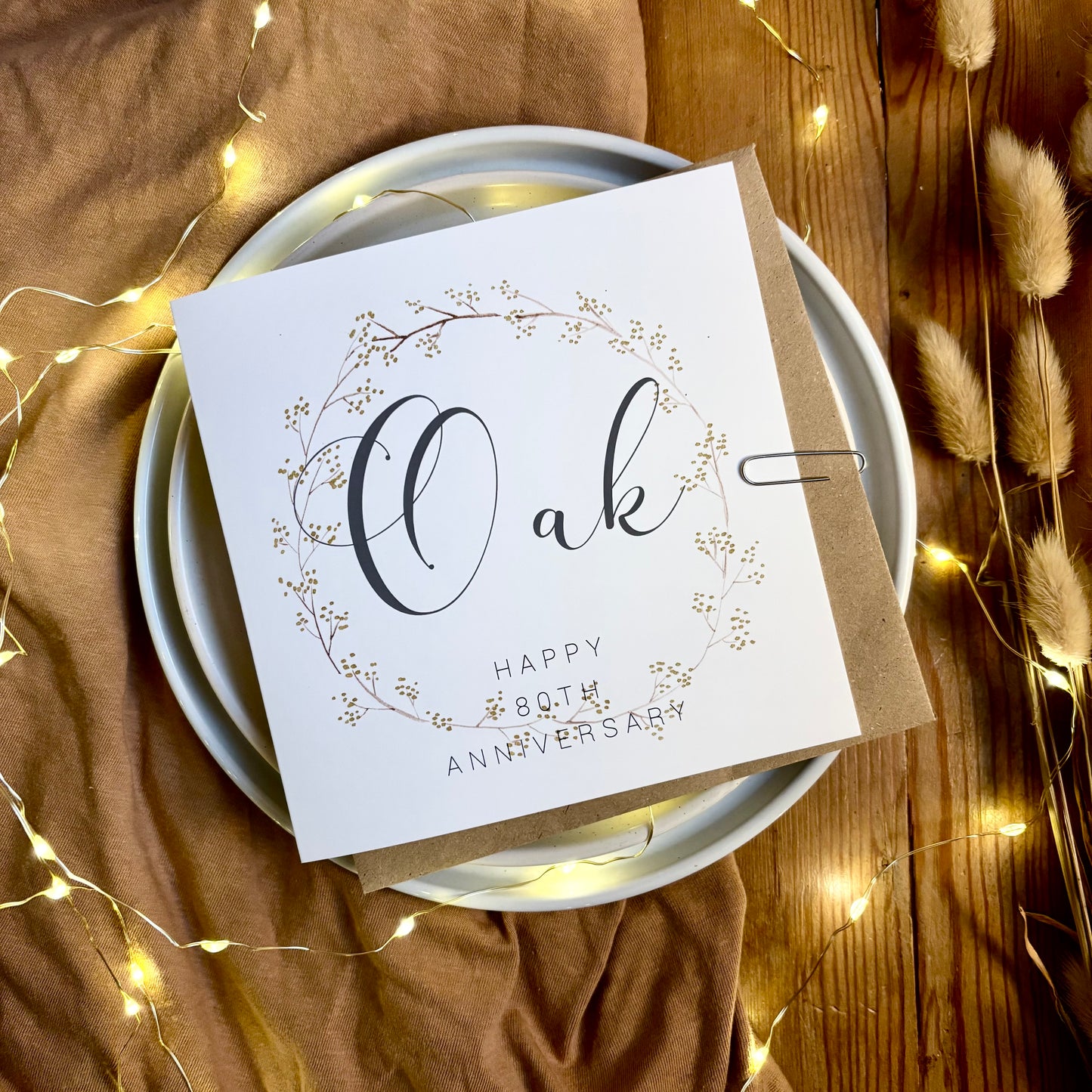 Wreath 80th 'Oak' Anniversary Card