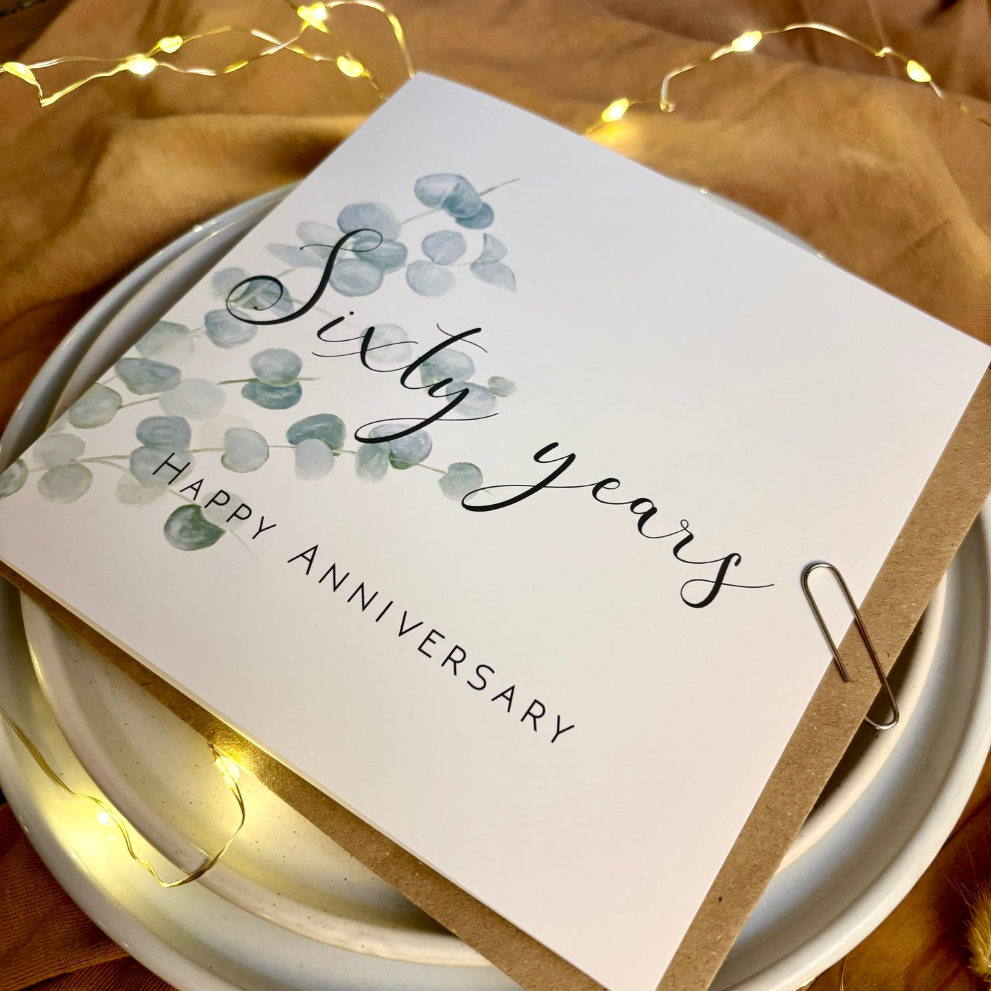 Eucalyptus 60th Anniversary Card