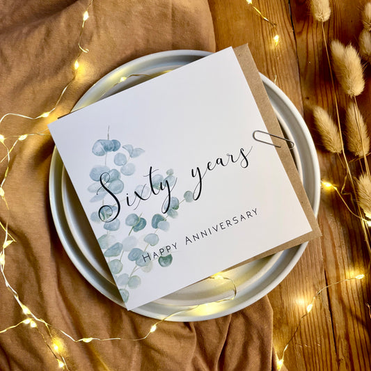 Eucalyptus 60th Anniversary Card