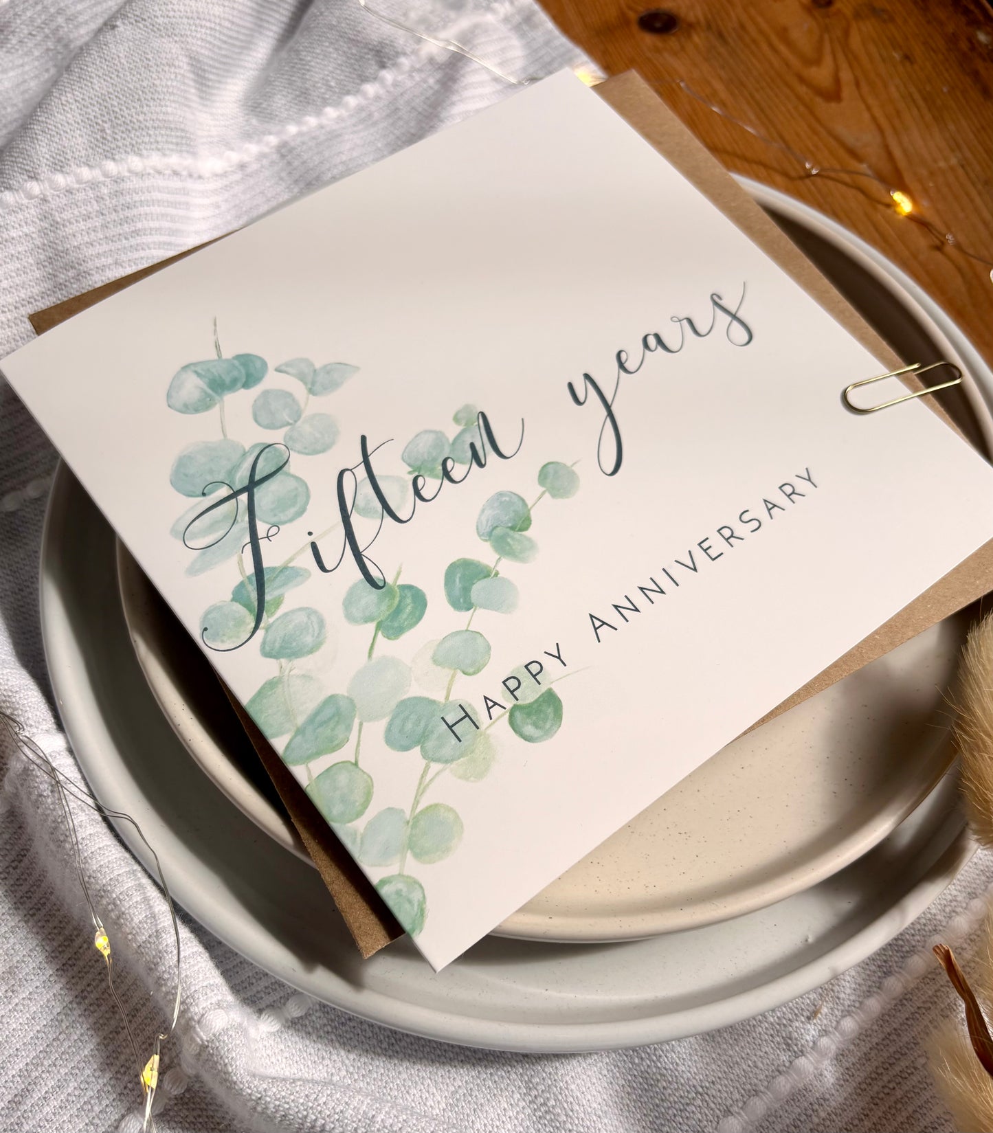 Eucalyptus 15th Crystal Anniversary Card