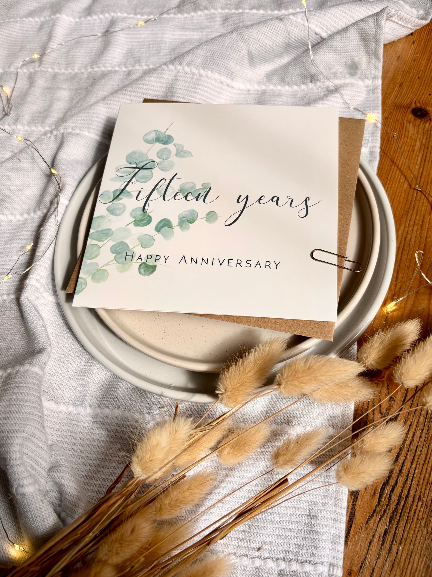 Eucalyptus 15th Crystal Anniversary Card
