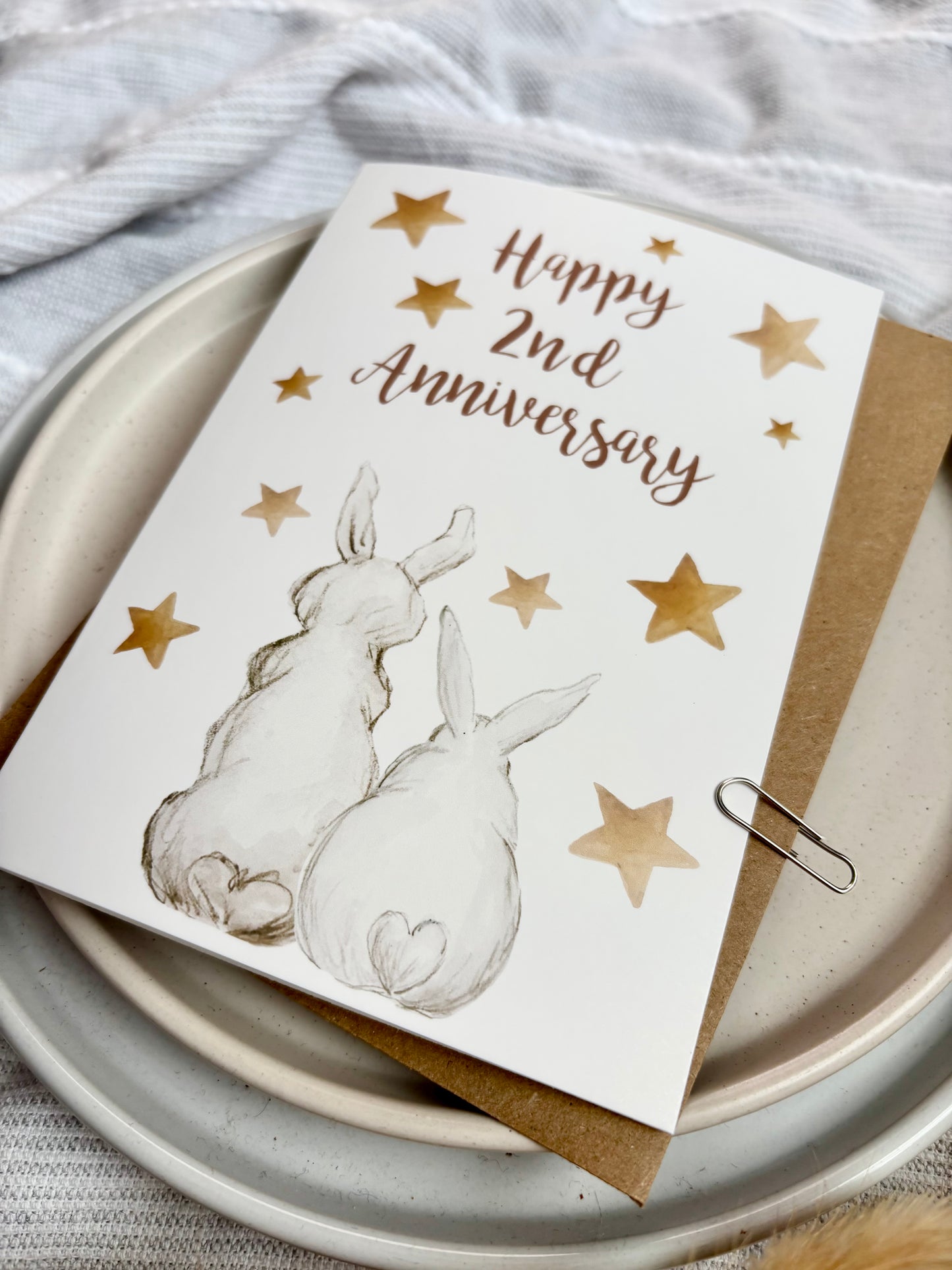 Bunny 1st Paper Anniversary Card