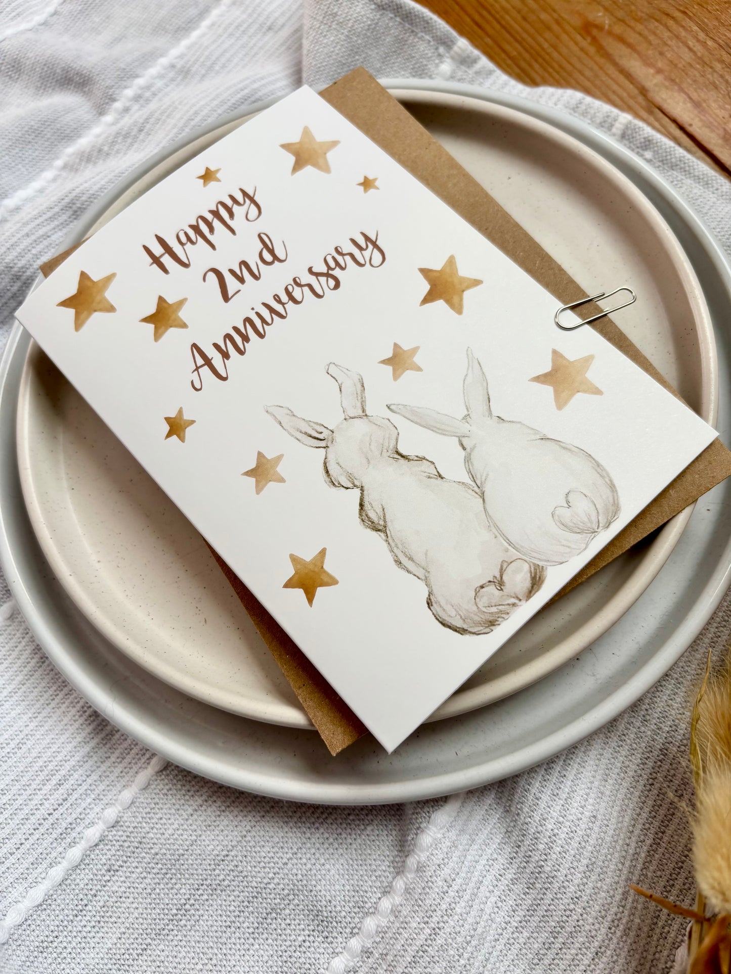 Bunny 2nd Cotton Anniversary Card