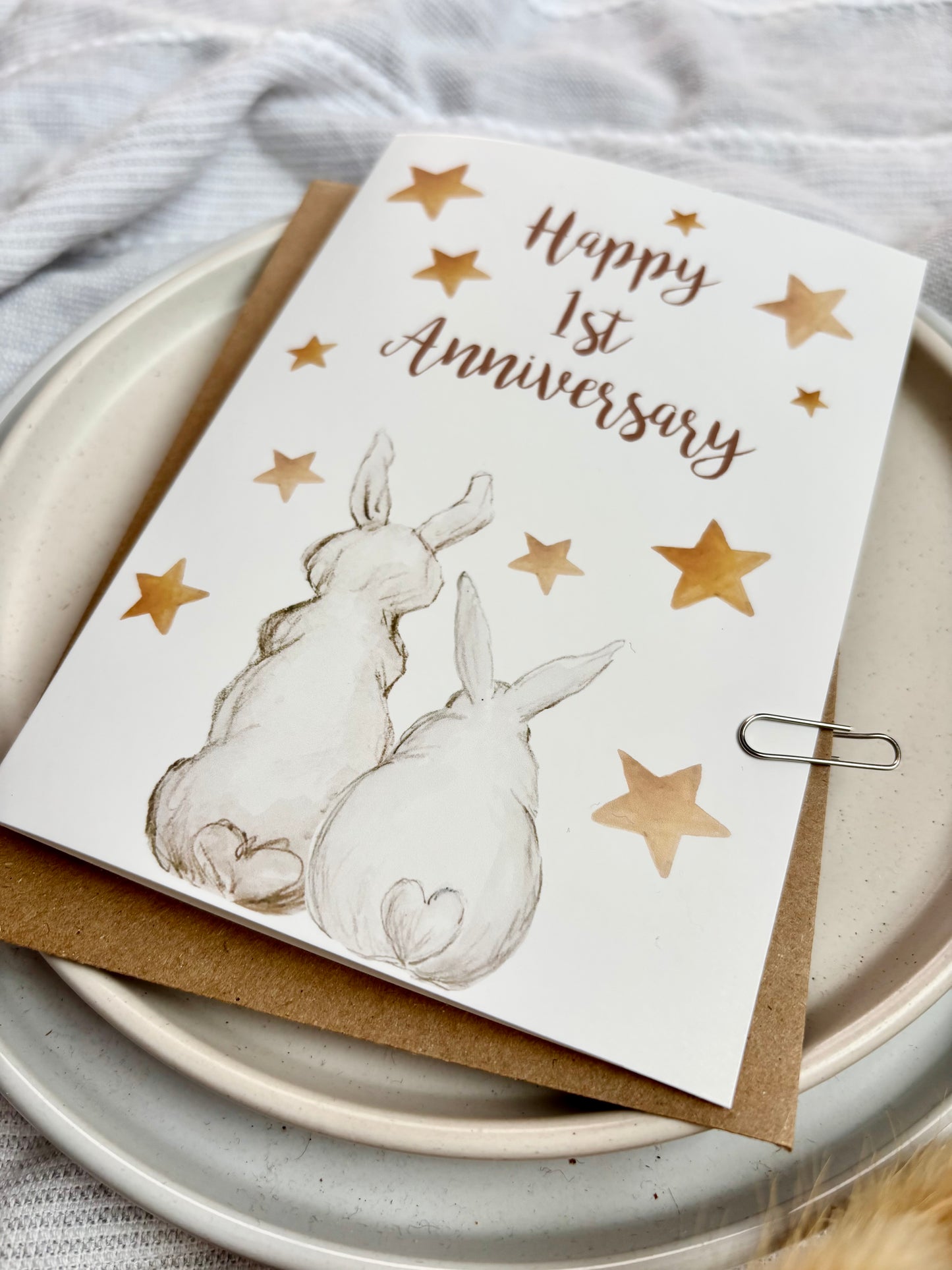 Bunny 1st Paper Anniversary Card