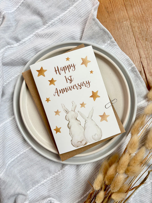 Bunny 1st Paper Anniversary Card