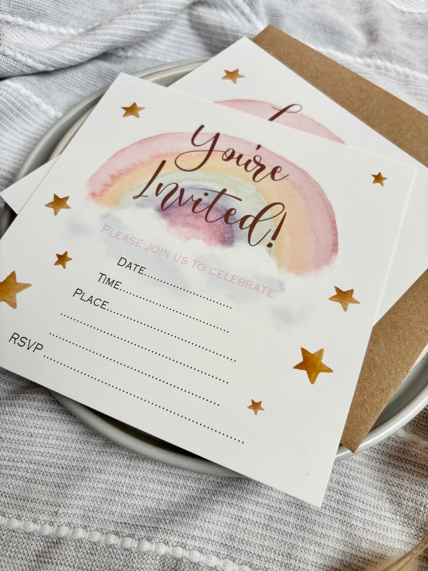Personalised Rainbow Birthday Invitations - Pack of Invites