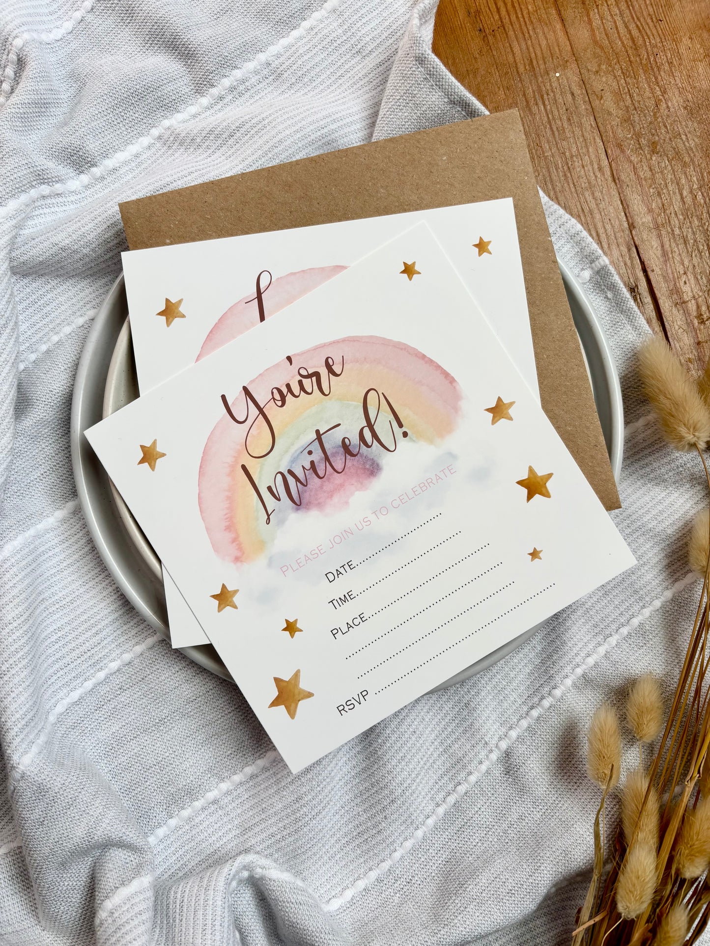 Personalised Rainbow Birthday Invitations - Pack of Invites