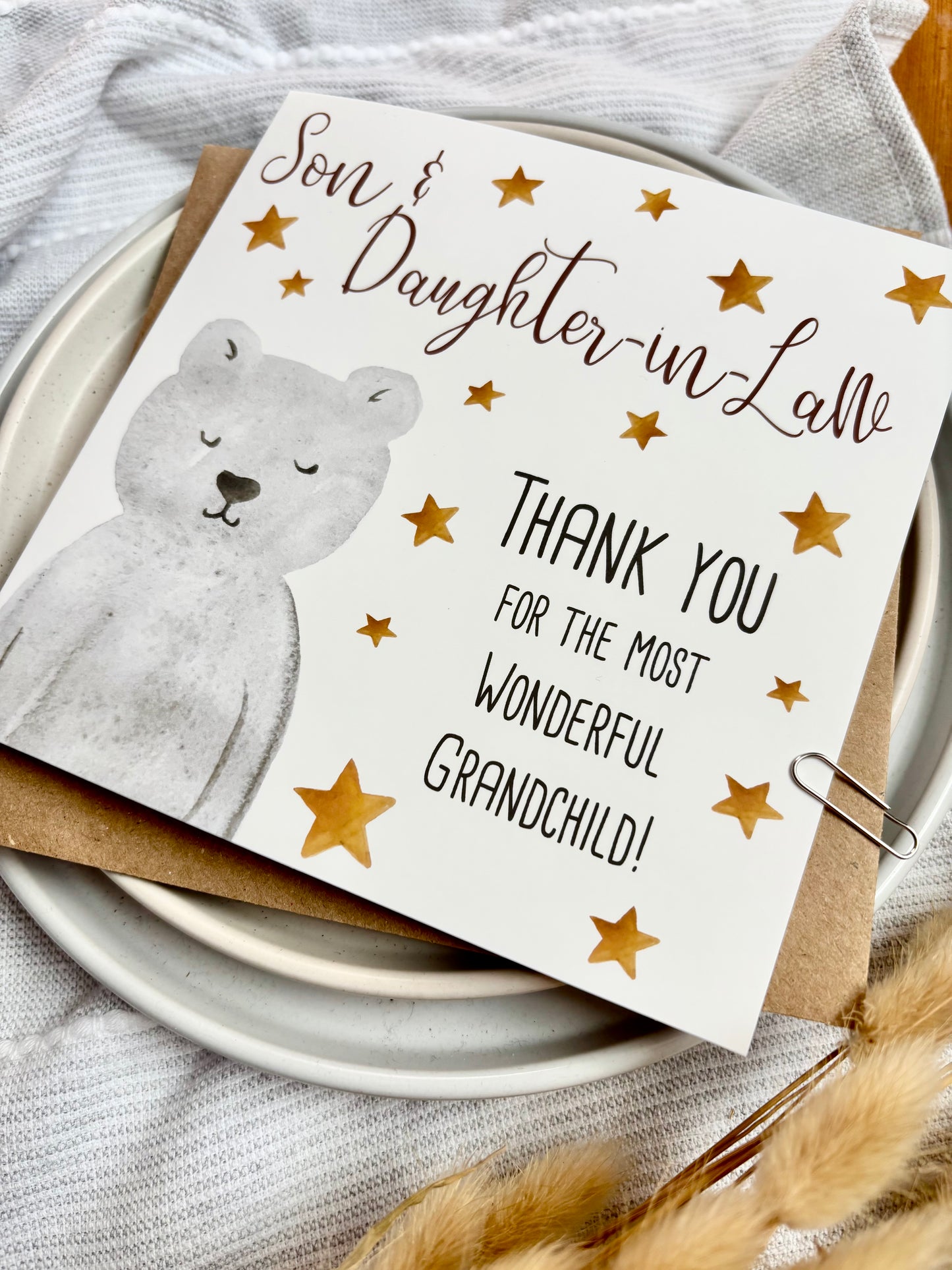 Thank You for a New Grandchild Card - Choice of Relations