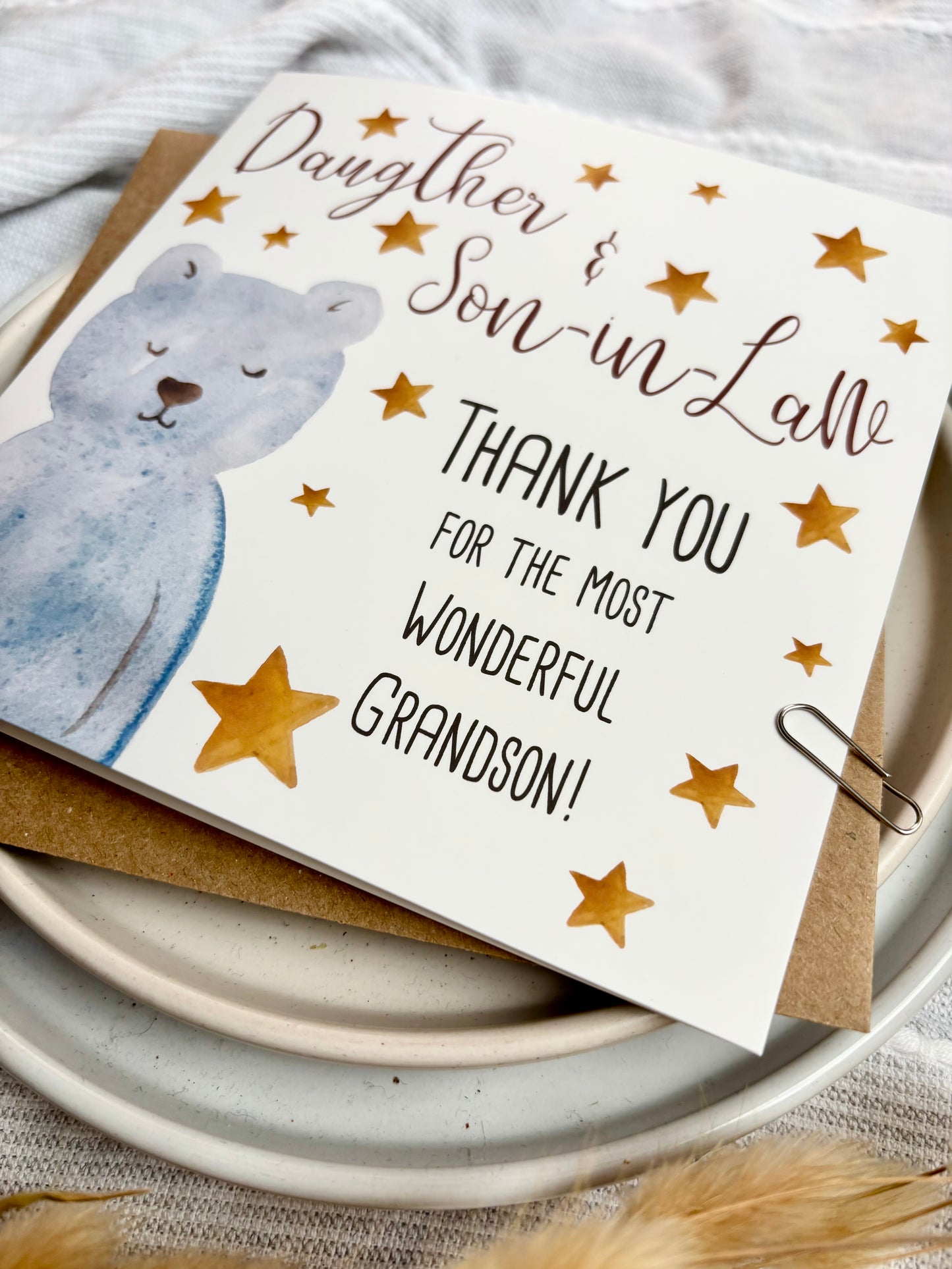 Thank You for a New Grandson Card - Choice of Relations