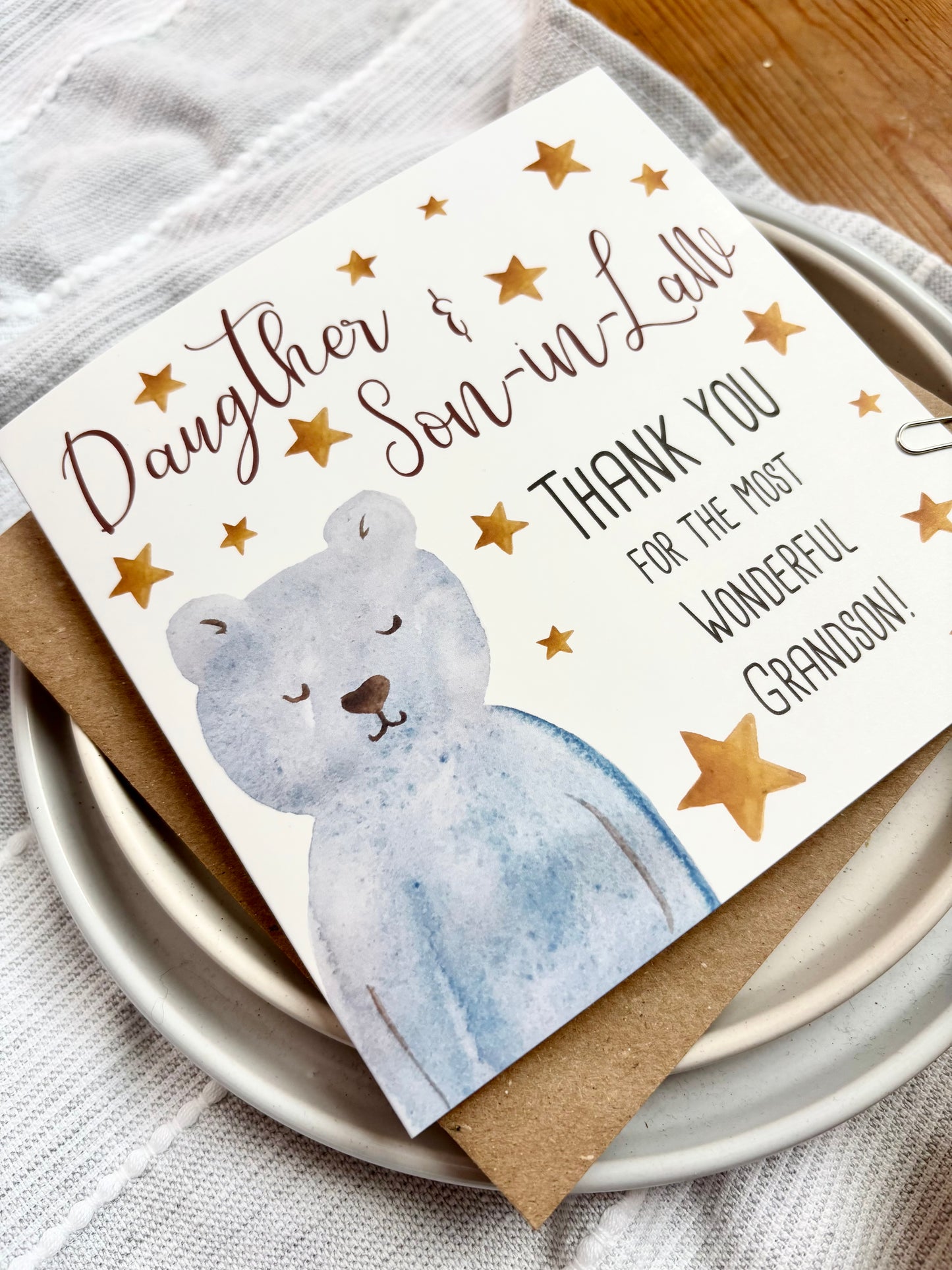 Thank You for a New Grandson Card - Choice of Relations