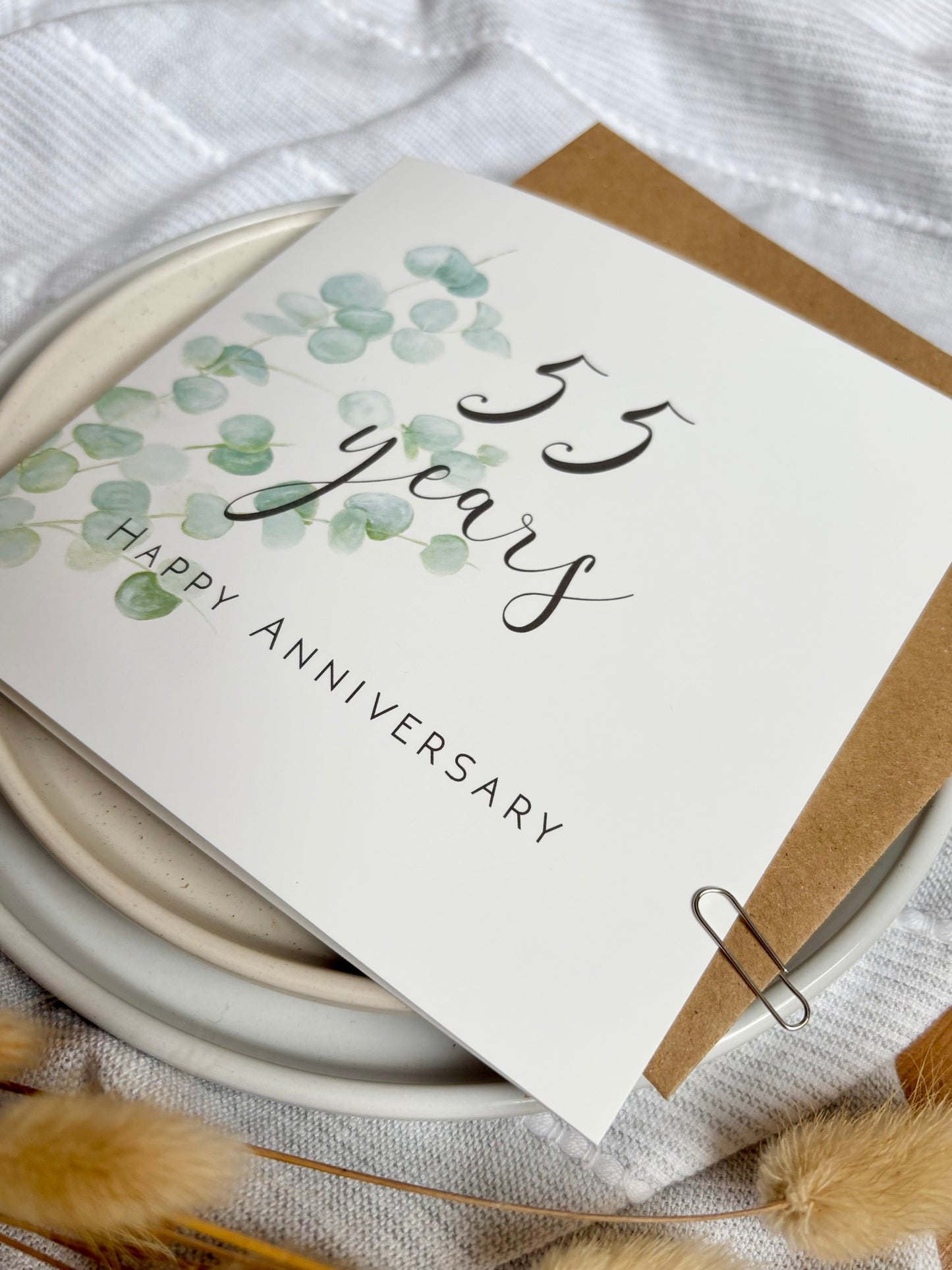 Eucalyptus 55th Anniversary Card with option to personalise