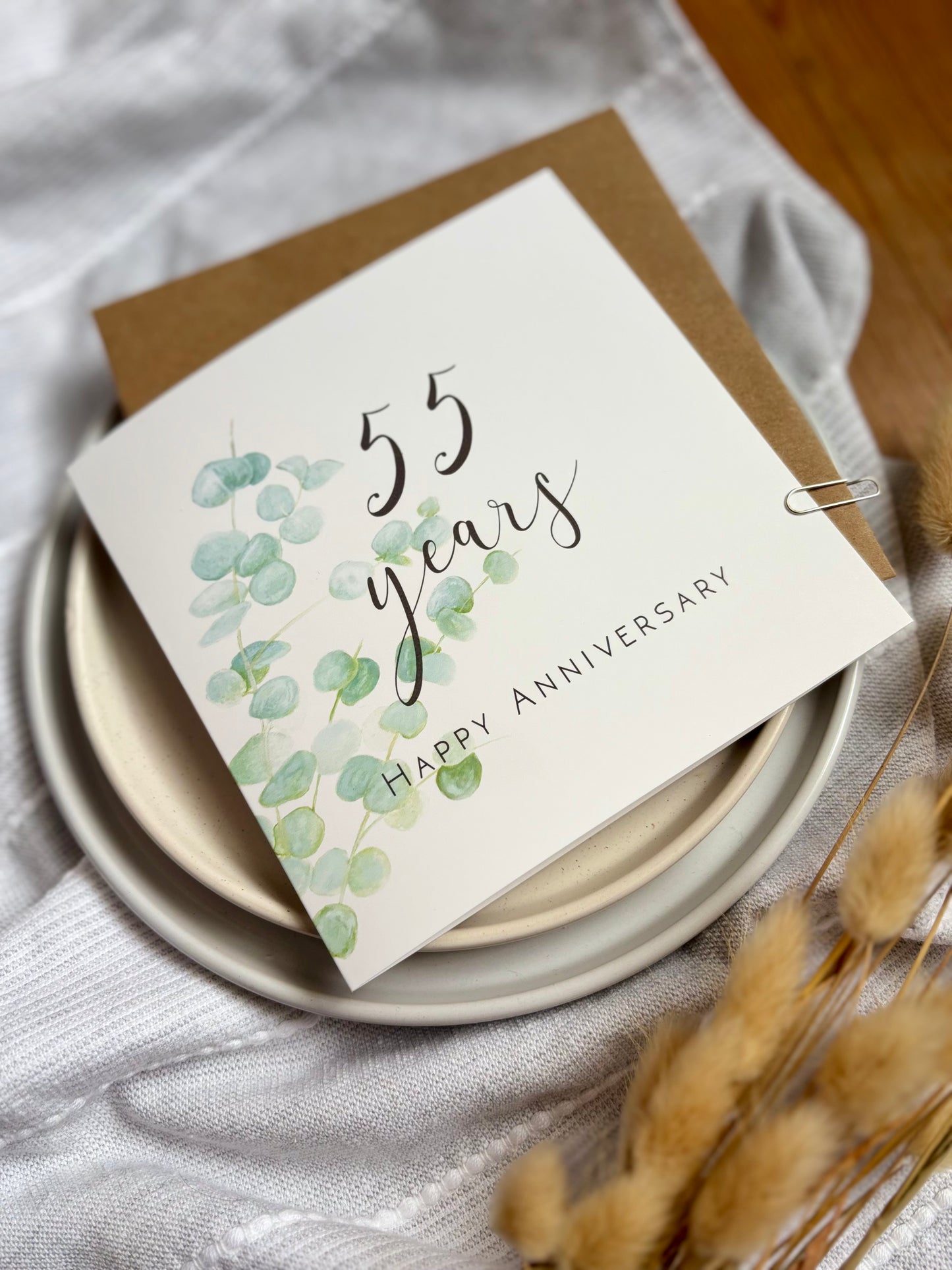 Eucalyptus 55th Anniversary Card with option to personalise