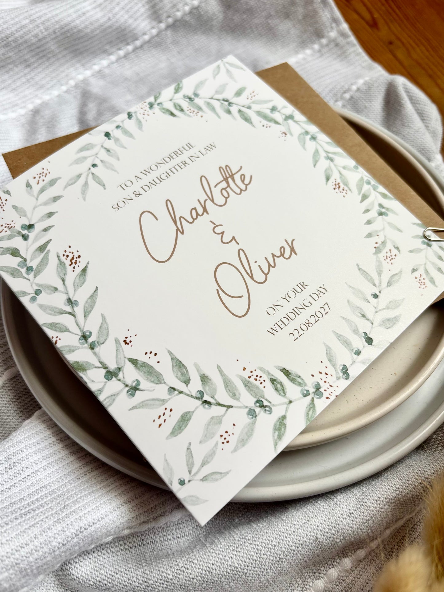 Personalised Wedding Day Card - Botanical Wreath Design