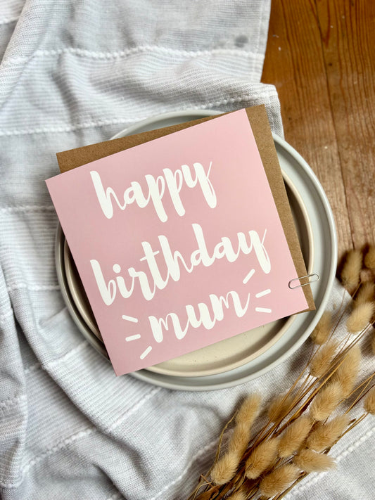 Mum Birthday Card - Pink Minimalistic Design