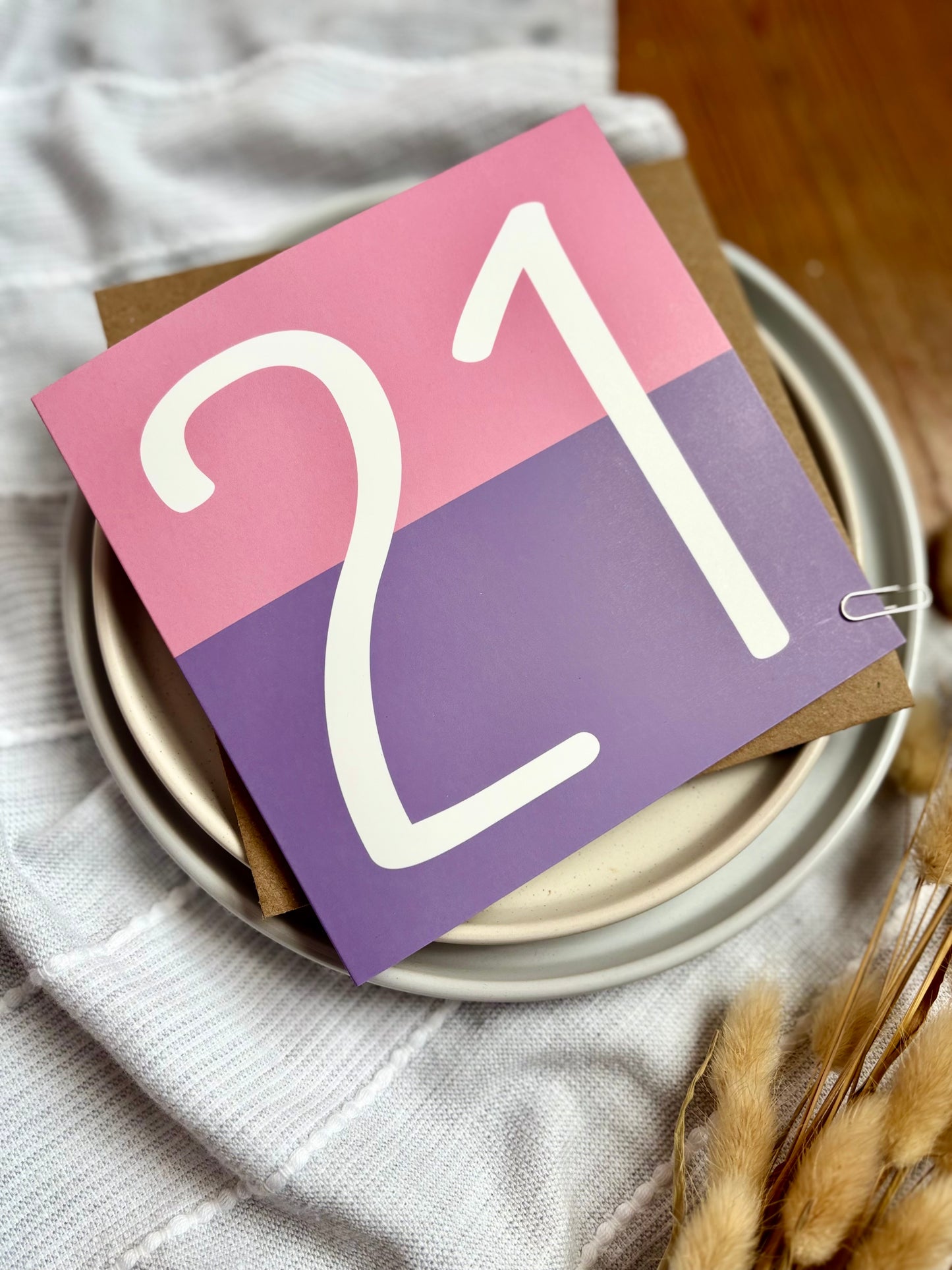 Custom Age Birthday Card: Pink & Purple