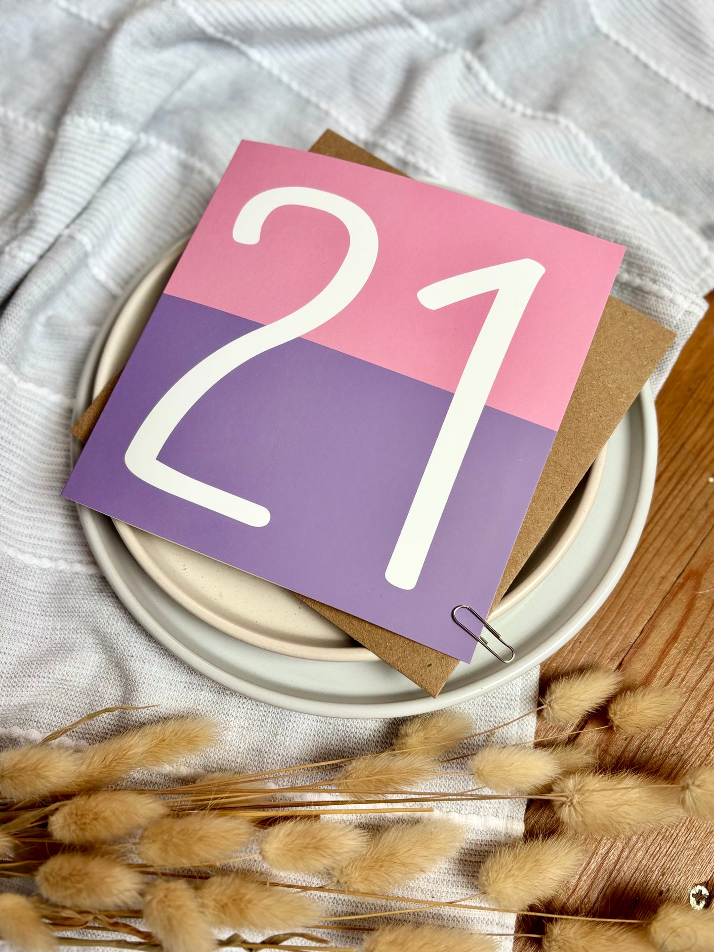 Custom Age Birthday Card: Pink & Purple