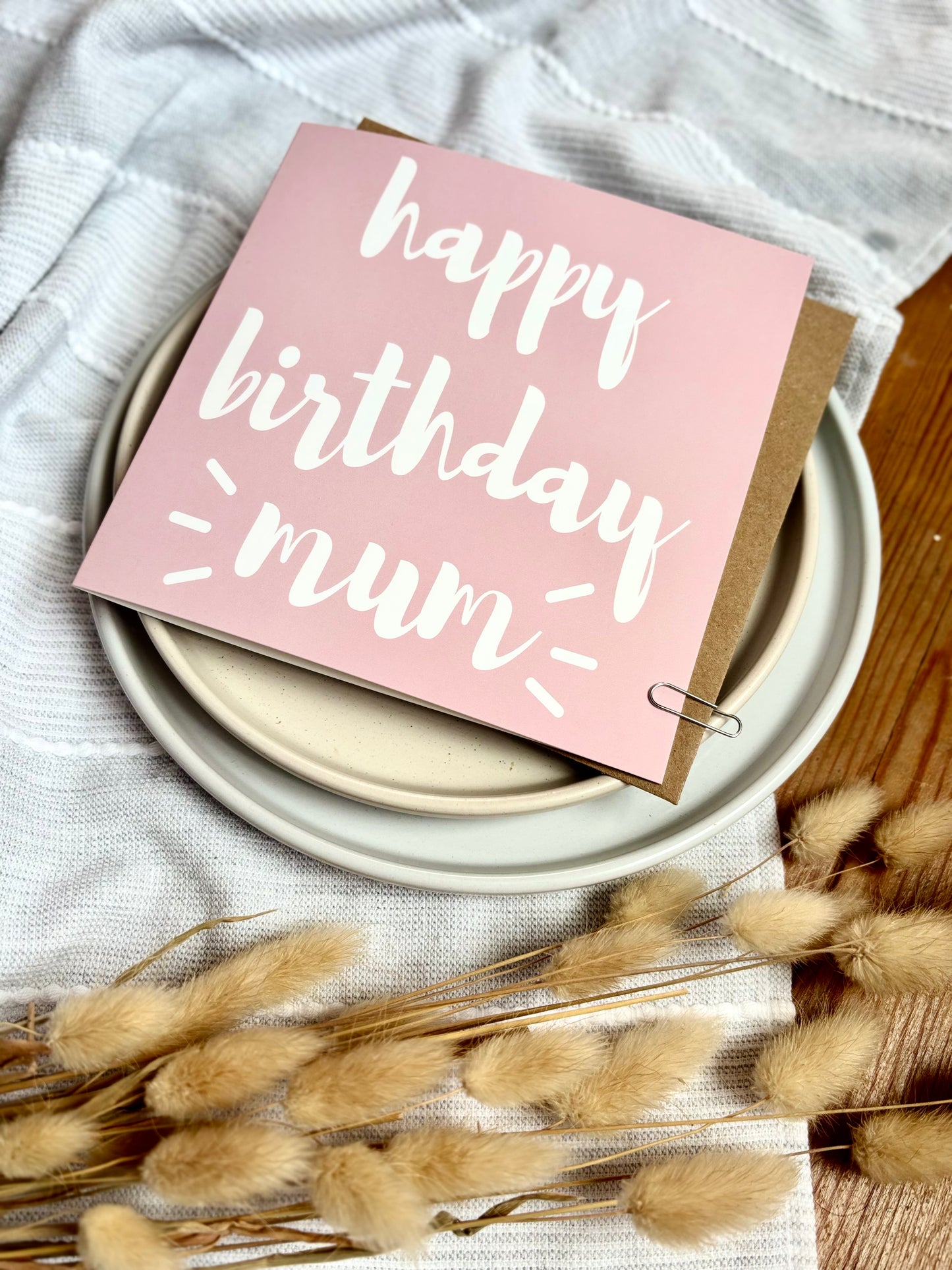 Mum Birthday Card - Pink Minimalistic Design