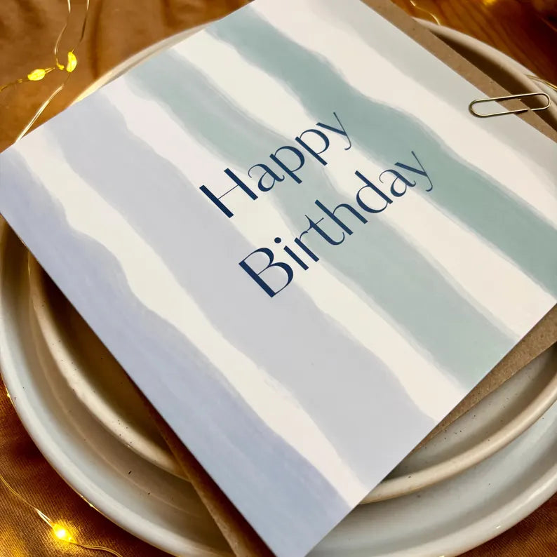 Men's / Boys' Birthday Card with Stripe Design