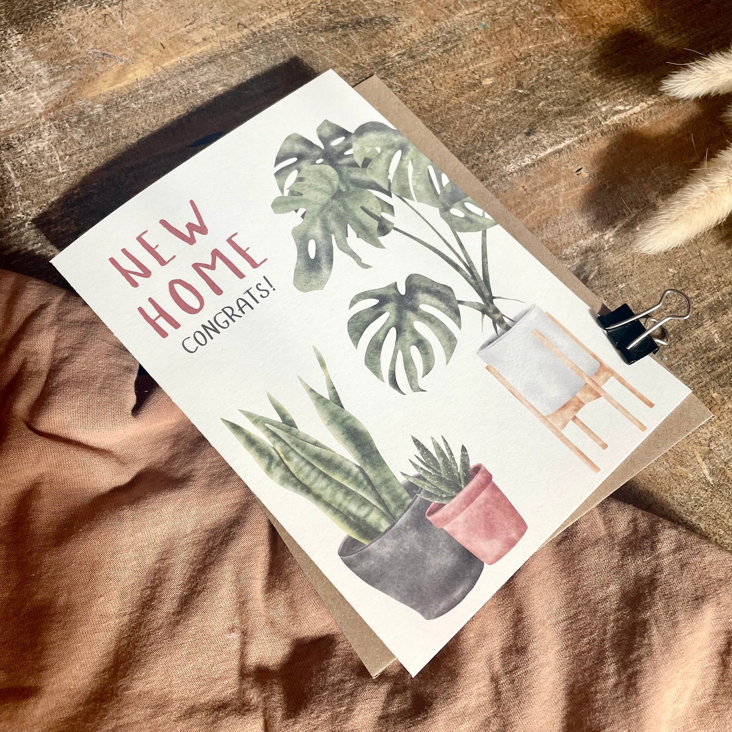 New Home Card with Plants