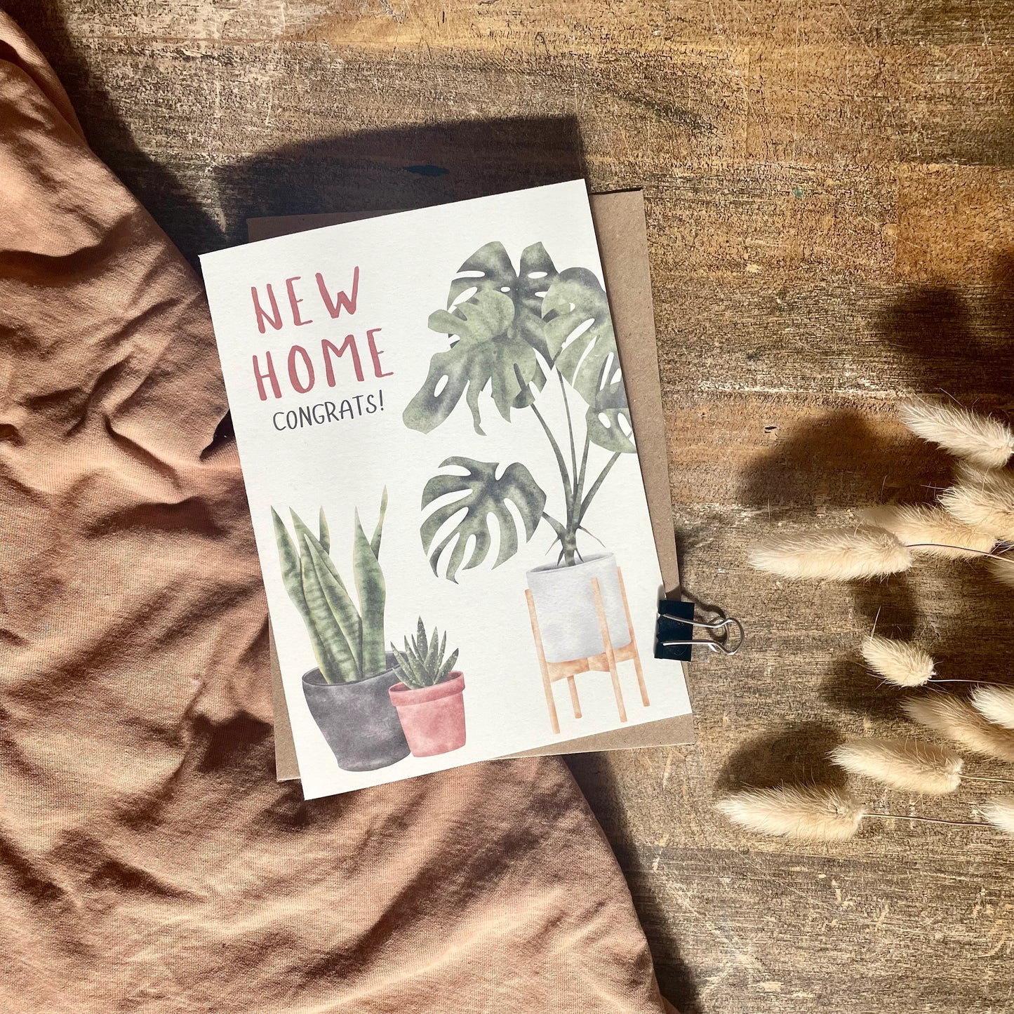 New Home Card with Plants