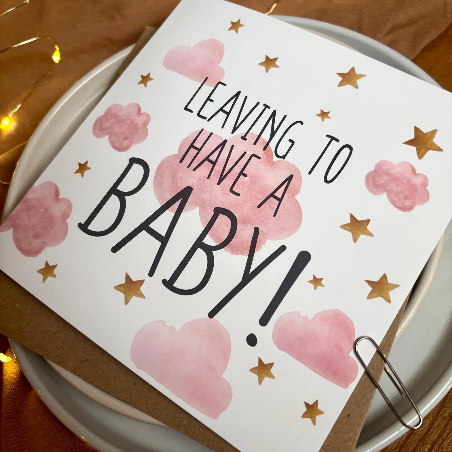 Leaving To Have A Baby Card - Pink Clouds