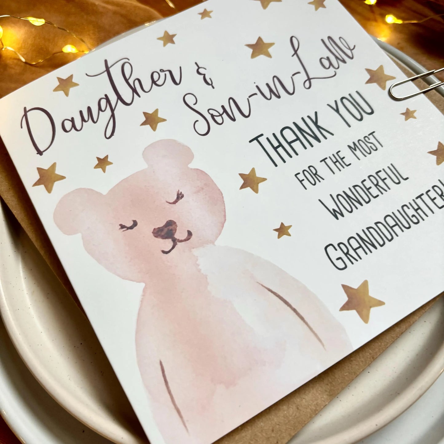 Thank You for a New Granddaughter Card - Choice of Relations